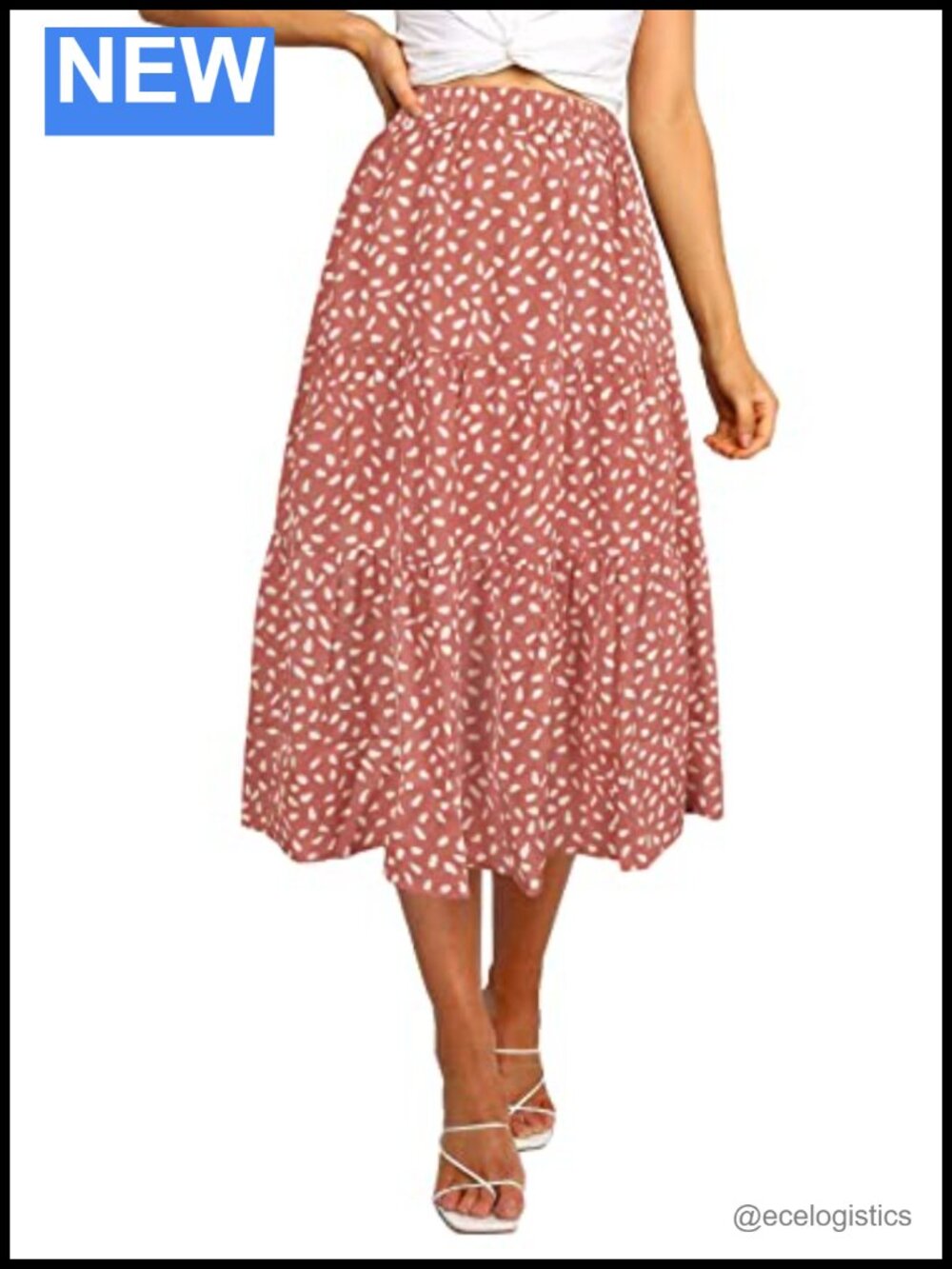 Boho Leopard Print Pleated A-Line Swing Midi Skirt High Waist Flowy